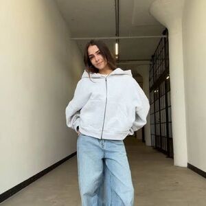 Elwood Zip Rectangle Hoodie Ash Gray Heather